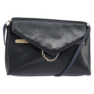 Authentic Chloe Shoulder Bag Leather Navy Gold